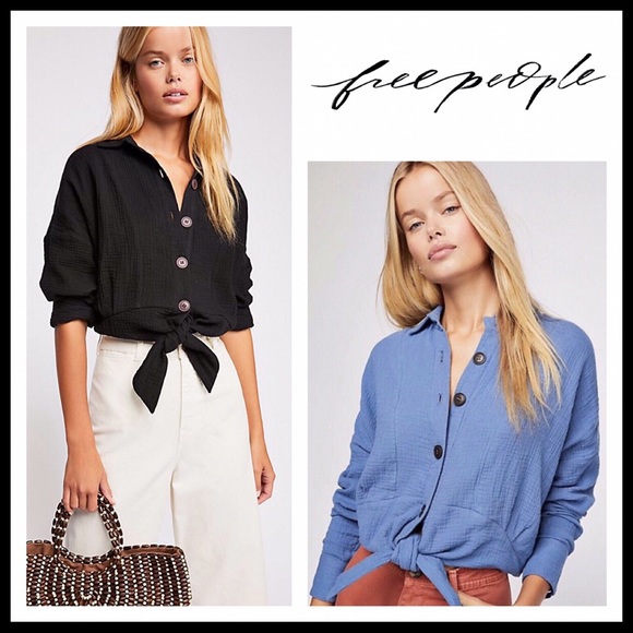 Free People Tops - FREE PEOPLE BOHO BUTTON DOWN SHIRT CROP TOP A2C